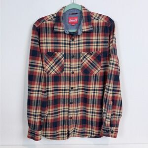 Coleman Red Black Camel Plaid Flannel Shirt L